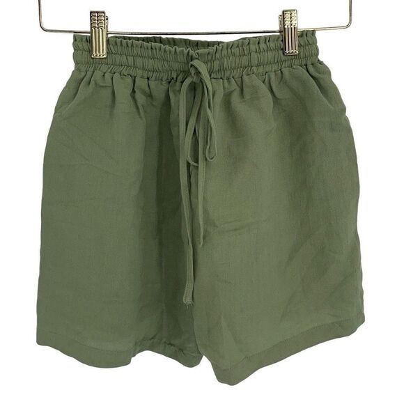 Princess Polly Pull On Elastic Waist Drawstring Cotton Shorts Size‎ 2 Green NWT - Picture 2 of 8